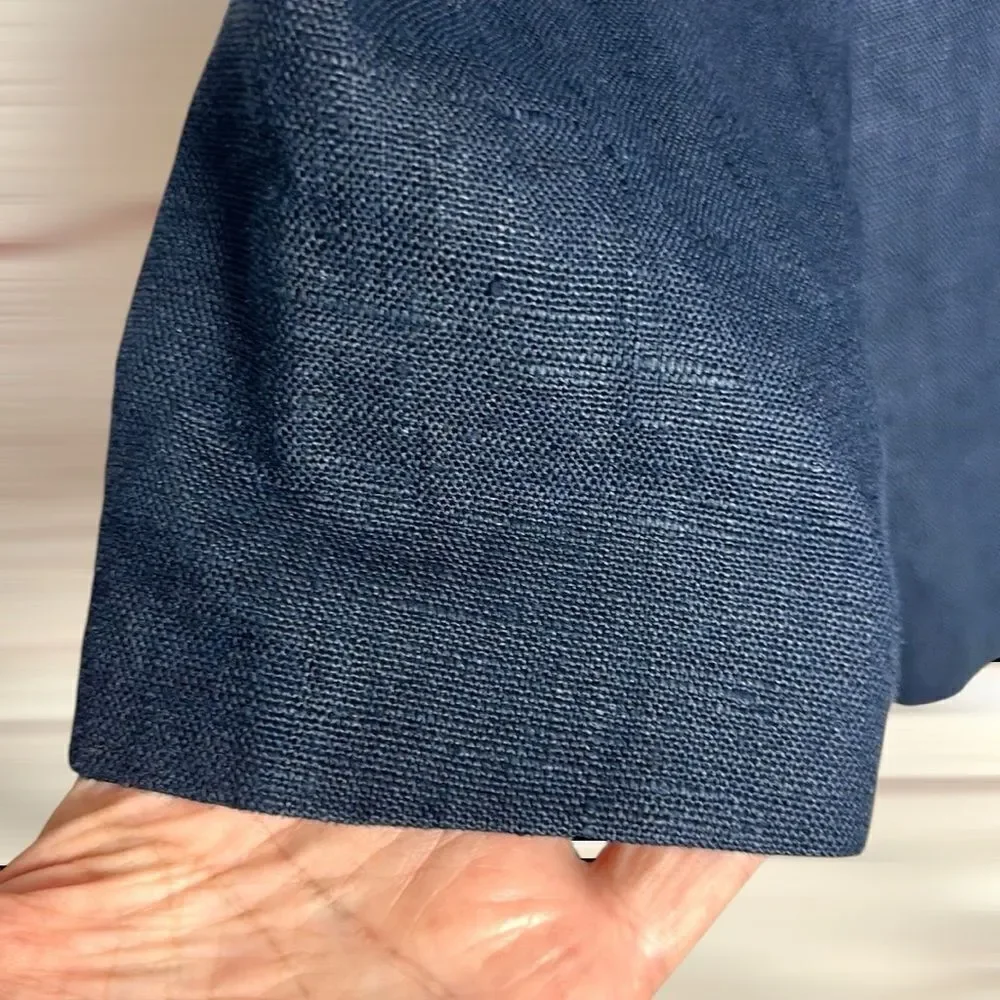 NWT Harve Benard Blue Linen Blazer Single Button Front  US 10 Vintage
